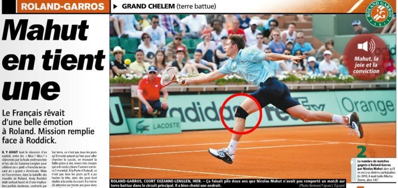 Les protections articulaires ZAMST aperçus sur les courts de Roland Garros...et dans L'EQUIPE ! (Zamst, Sport Protech, Roland Garros 2012, chevillère)