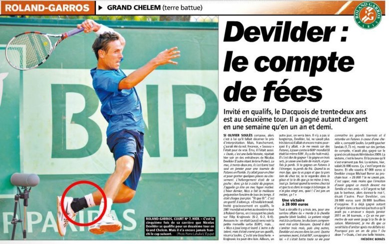 Les protections articulaires ZAMST aperçus sur les courts de Roland Garros...et dans L'EQUIPE ! (Zamst, Sport Protech, Roland Garros 2012, chevillère)